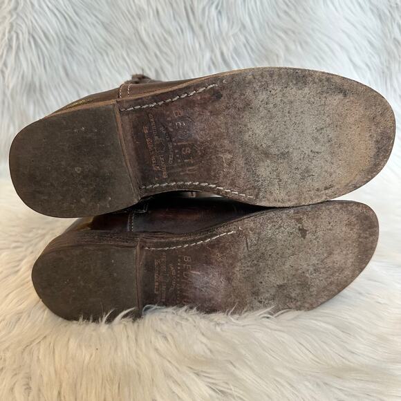 BED STU Cobbler Series 608 Riding Boots Leather Knee High Western Flat, Brown - Picture 7 of 10